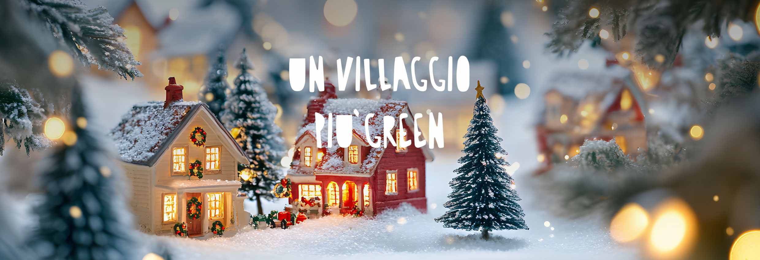 Villaggio natalizio innevato